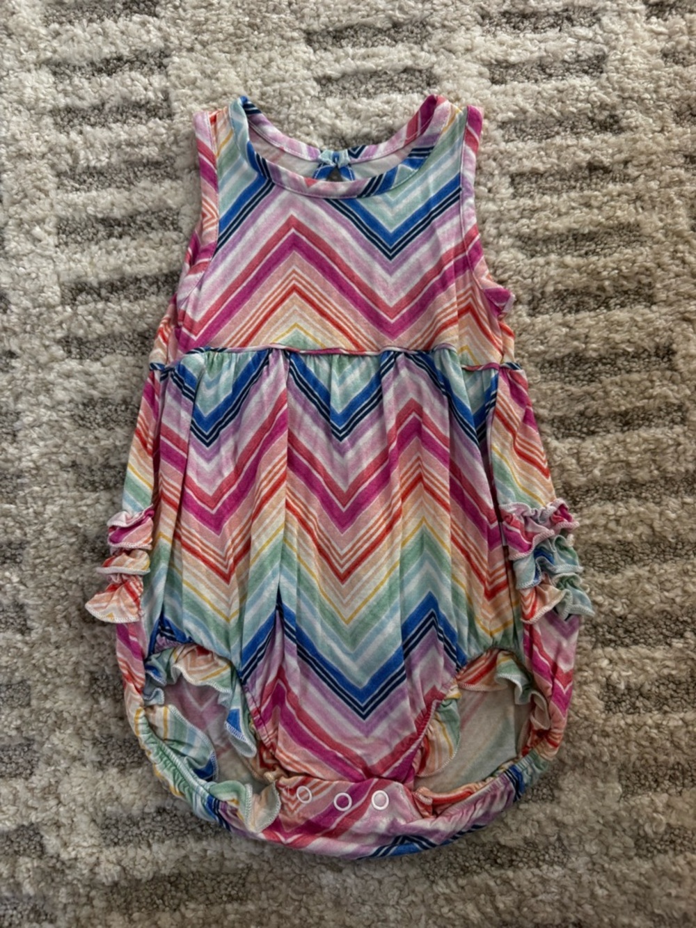 Little Sleepies 6-12 Months Chevron Bubble Romper with Ruffle Butt VVGUC